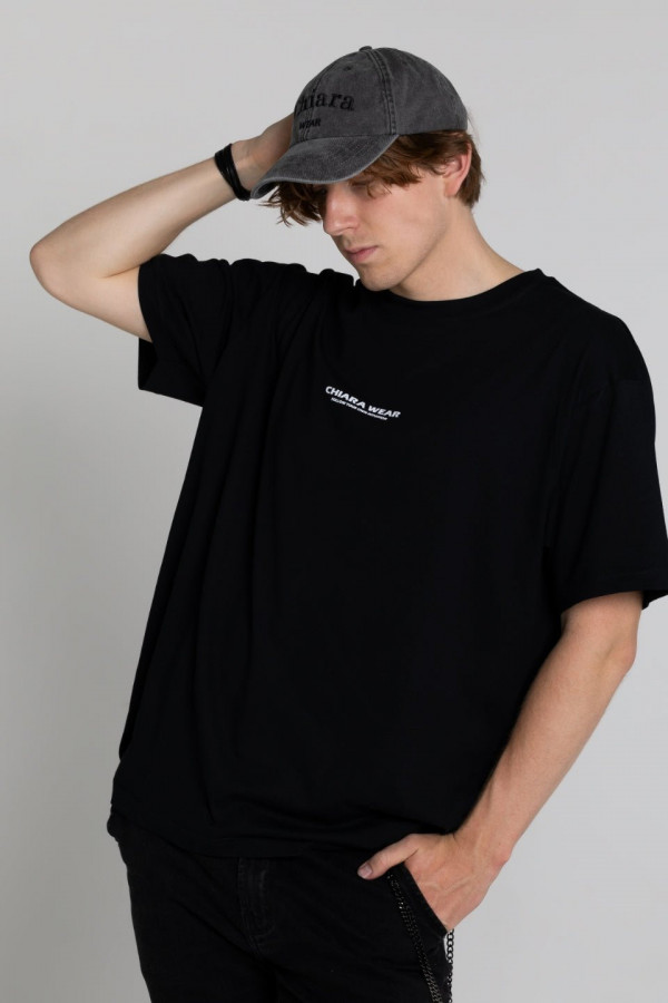 T-shirt bawełna z recyklingu oversize INTUITION - czarny