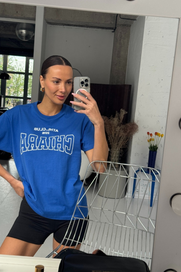 T-shirt bawełniany oversize CHIARA - chabrowy 6