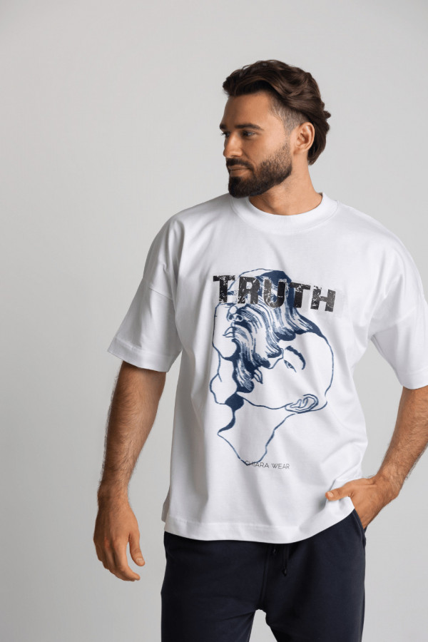 T-shirt męski oversize TRUTH - biały 1