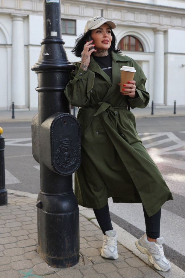 Płaszcz trencz - khaki