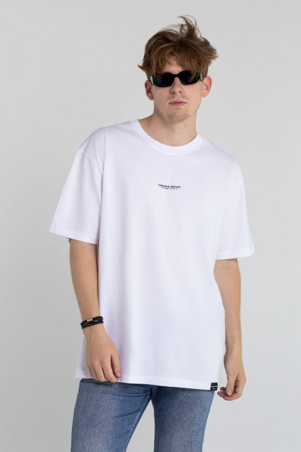 T-shirt bawełna z recyklingu oversize OFFLINE nadruk czarny - biały 1