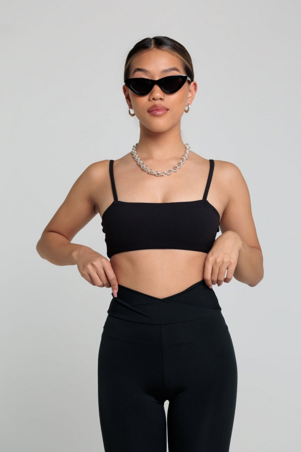 Top opaska na cienkich ramiączkach BANDEAU - czarny