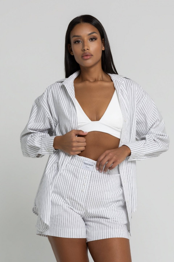 Koszula damska PAJAMAS - biały w paski 6