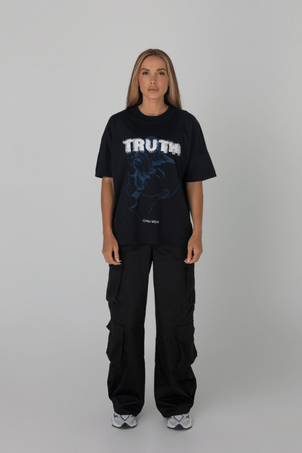 T-shirt damski oversize TRUTH - czarny 4