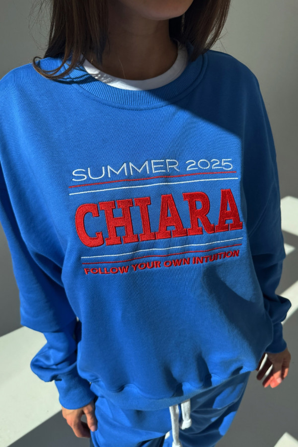 Bluza damska oversize haft VOTE CHIARA - niebieski