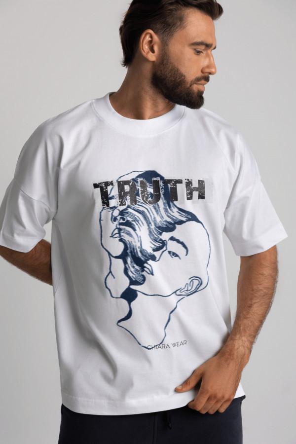 T-shirt męski oversize TRUTH - biały