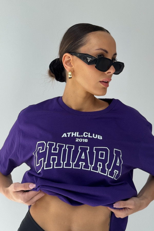 T-shirt bawełniany oversize CHIARA - fioletowy 1