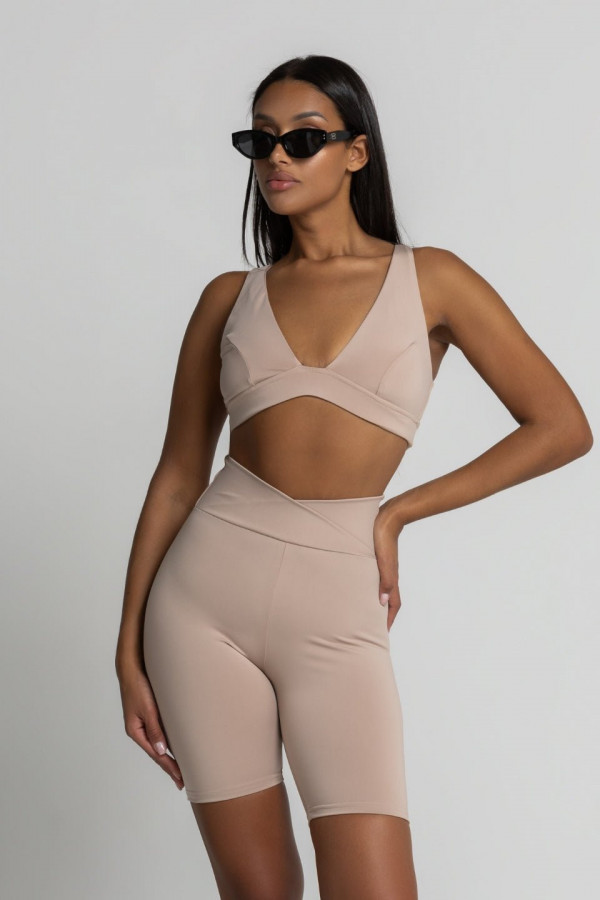Top FREEDOM v-neck z głębokim dekoltem - beżowy 3