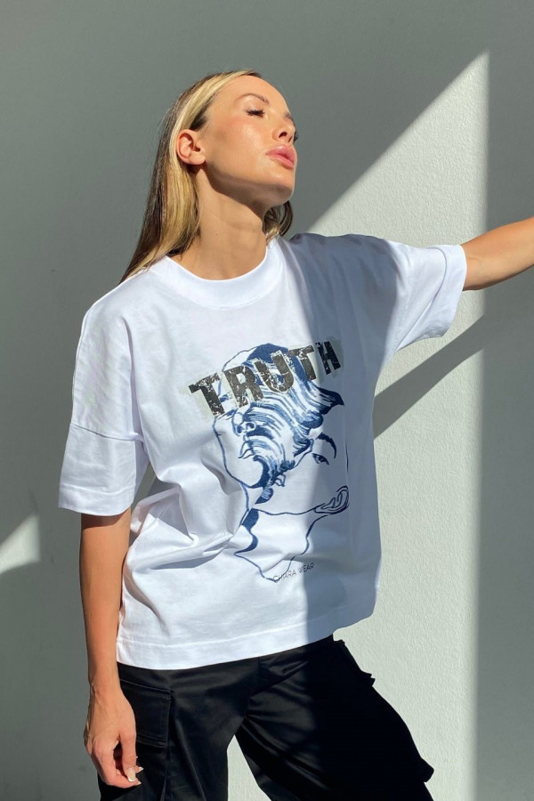 T-shirt damski oversize TRUTH - biały 2