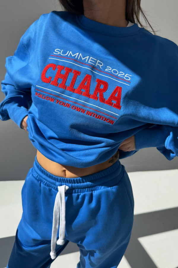Bluza damska oversize haft VOTE CHIARA - niebieski 2