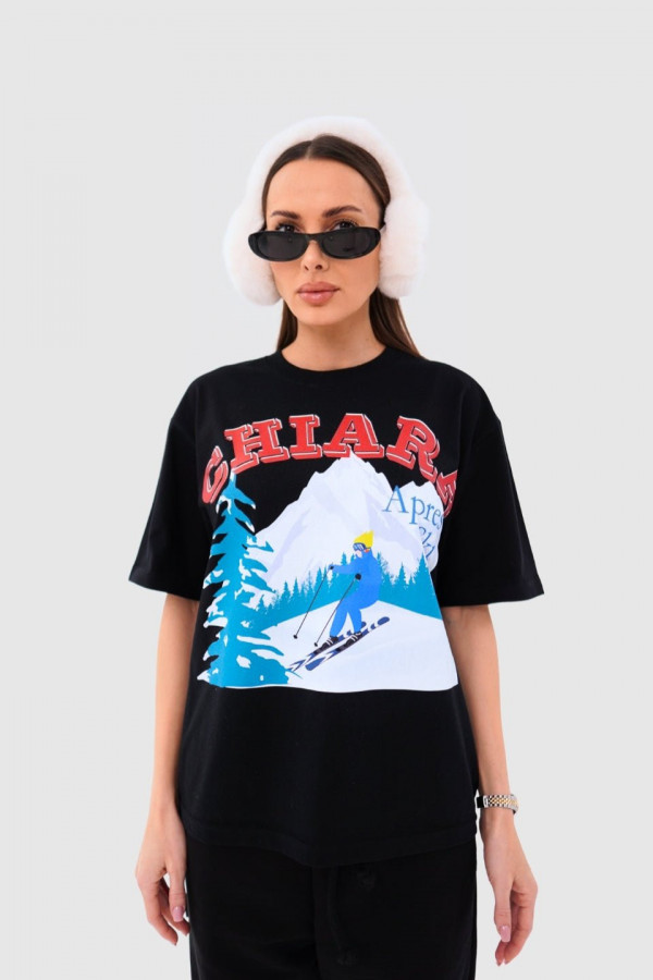 T-shirt bawełniany oversize APRES SKI - czarny 2