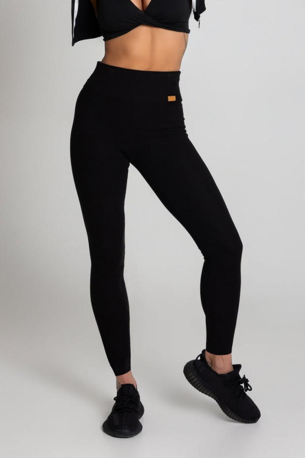 Legginsy push-up prążek - czarny 1