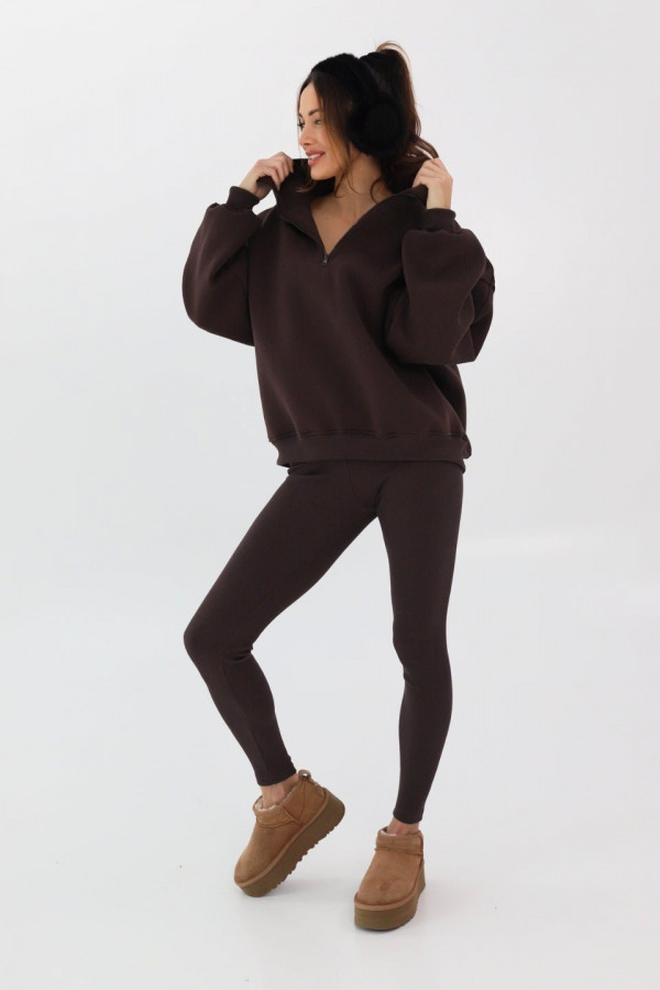 Legginsy push-up w prążek - brązowy 6