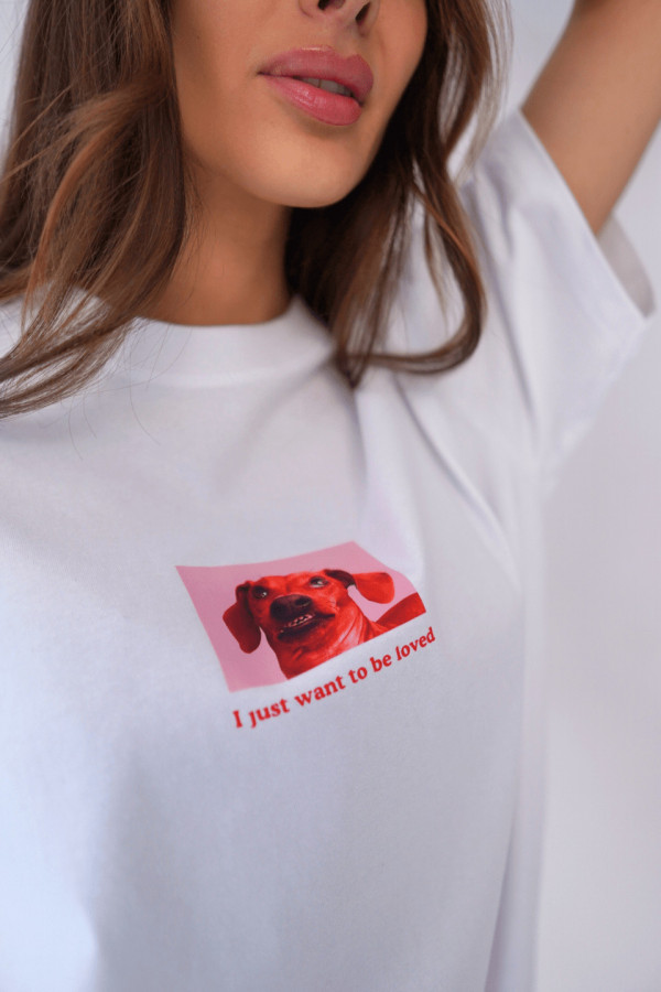 T-shirt bawełniany oversize DOG - biały 1