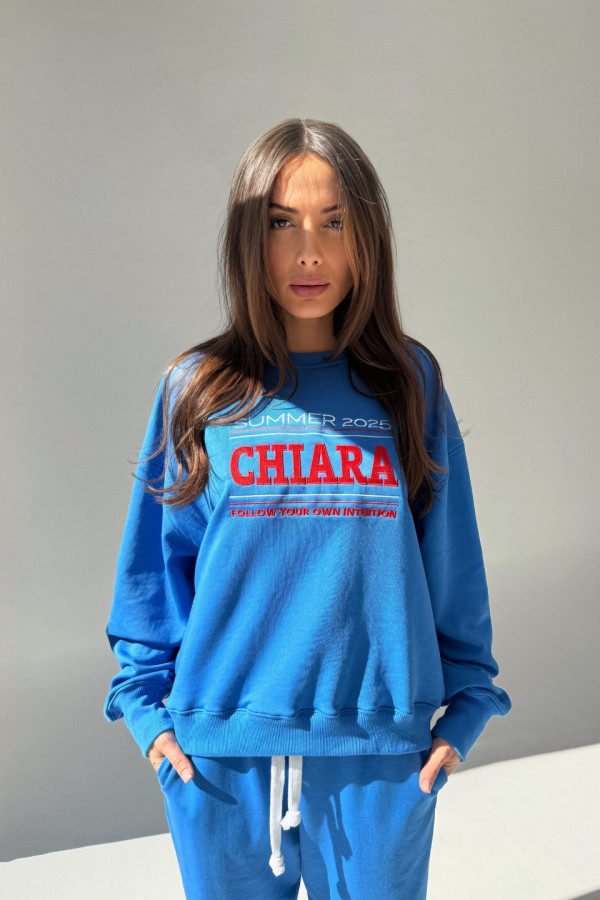 Bluza damska oversize haft VOTE CHIARA - niebieski 6