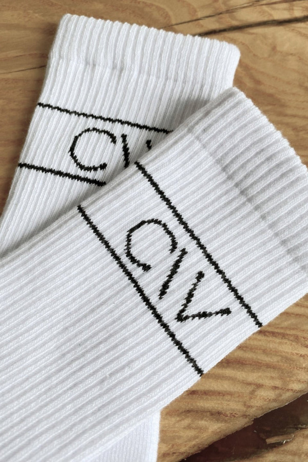 Skarpetki długie z logo CHIARA WEAR PASKI - biały 2
