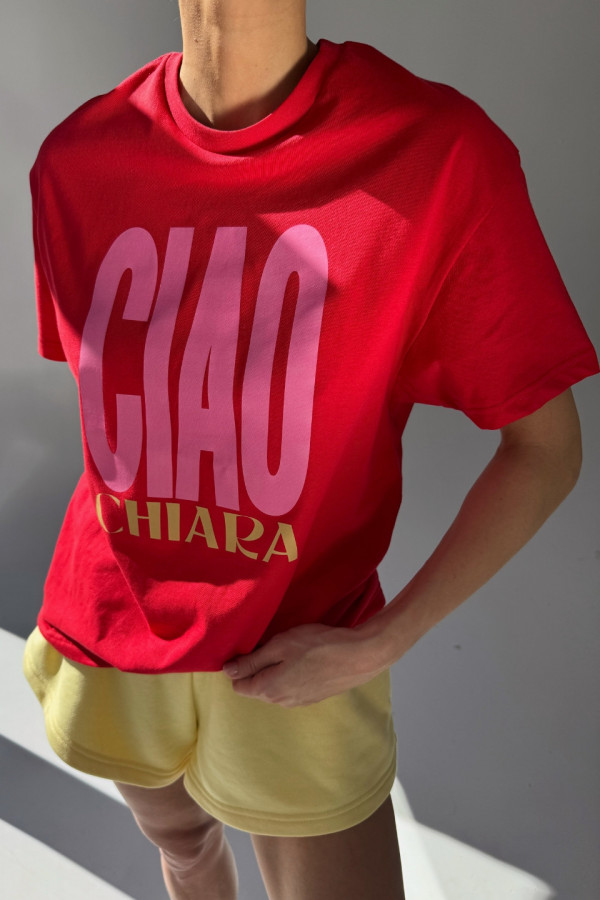 T-shirt bawełniany oversize CIAO - czerwony