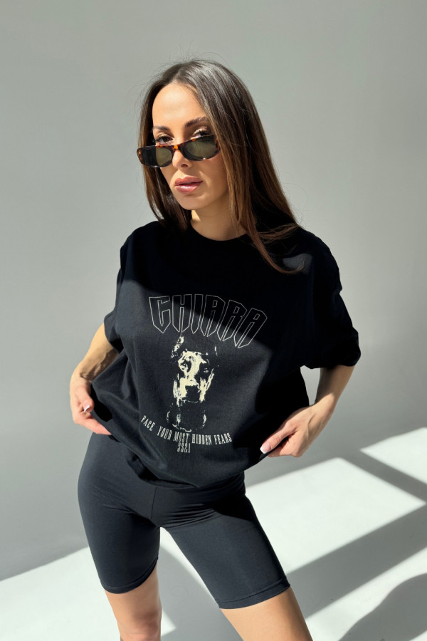 T-shirt bawełniany oversize DOBERMAN - czarny 4