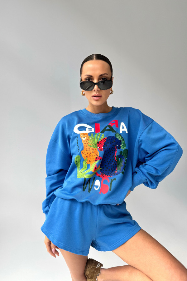 Bluza damska oversize JUNGLE - niebieski 5