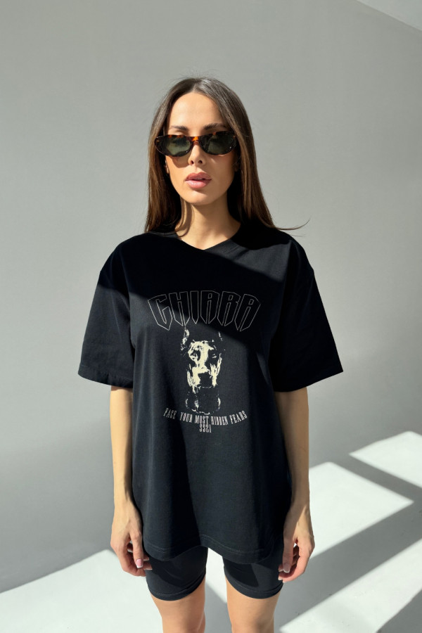 T-shirt bawełniany oversize DOBERMAN - czarny 3