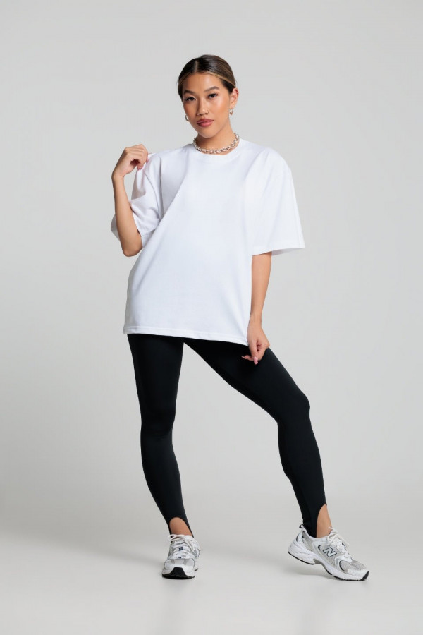 T-shirt damski bawełna z recyklingu oversize - biały 2