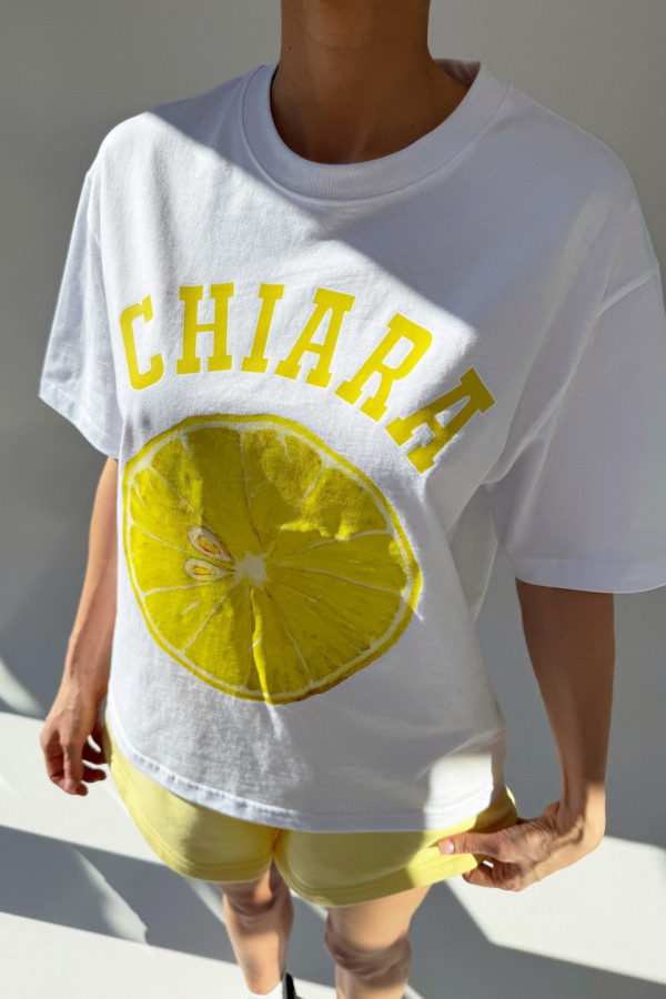 T-shirt bawełniany oversize LEMON - biały 3