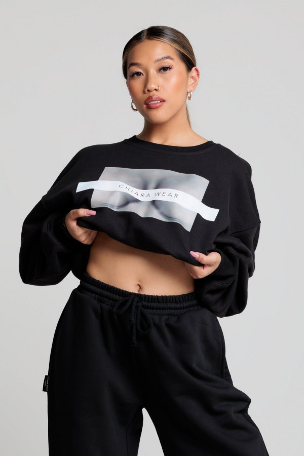 Bluza damska oversize - czarny FREE BOOBIES