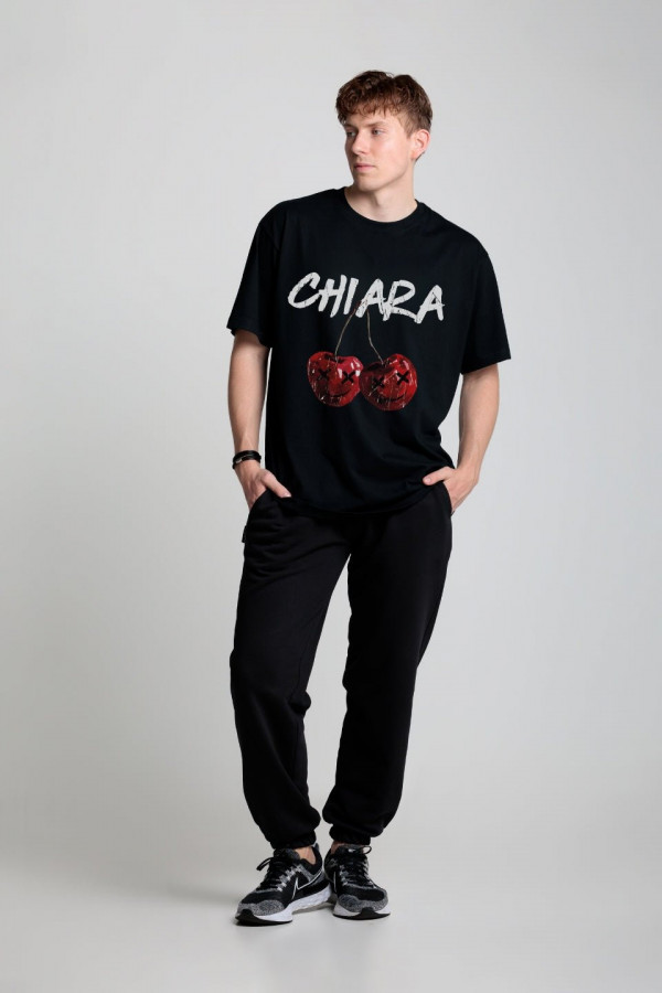 T-shirt bawełna z recyklingu oversize CHERYY - czarny 2