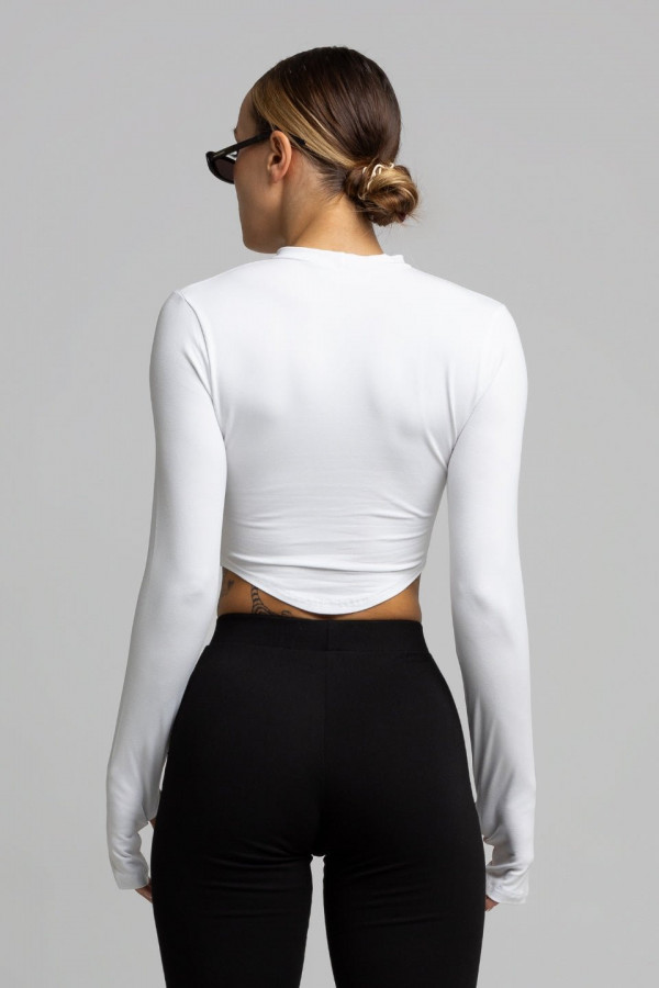 Krótki dopasowany longsleeve - biały 1