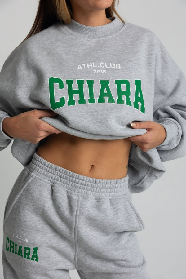 Bluza oversize CHIARA WEAR nadruk GREEN - szary 1