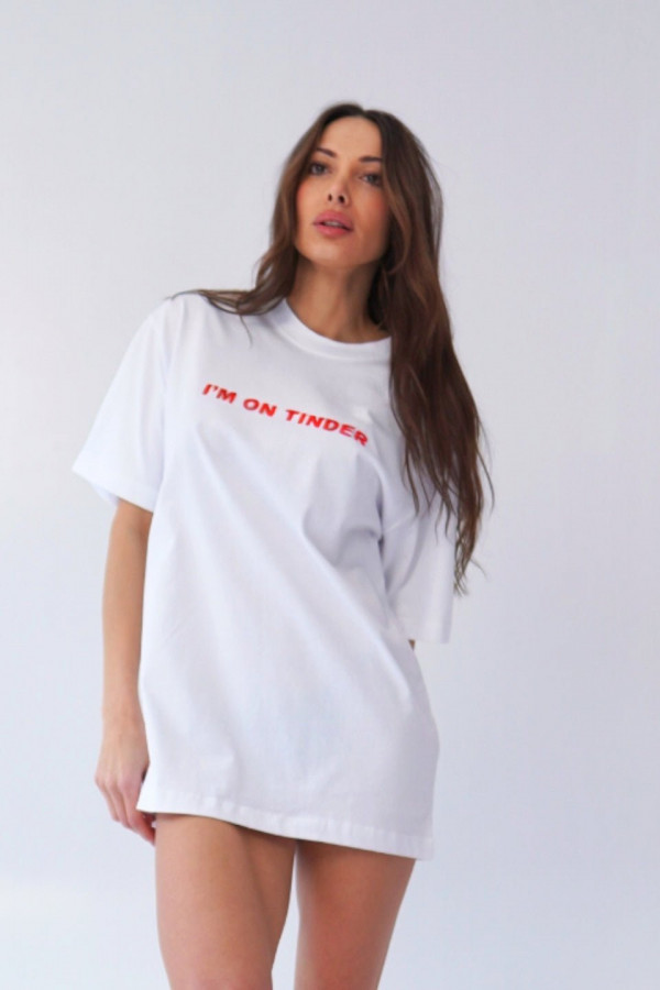 T-shirt bawełniany oversize TINDER - biały 1