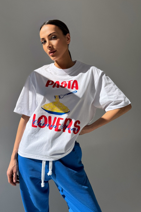 T-shirt bawełniany oversize PASTA - biały 2