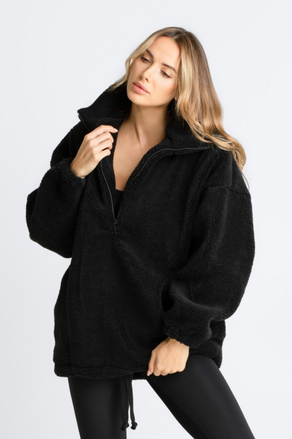 Bluza sherpa ze sztucznego baranka TEDDY - czarna 2
