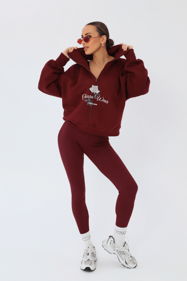 Bluza damska POLO ROSE - bordowy 3