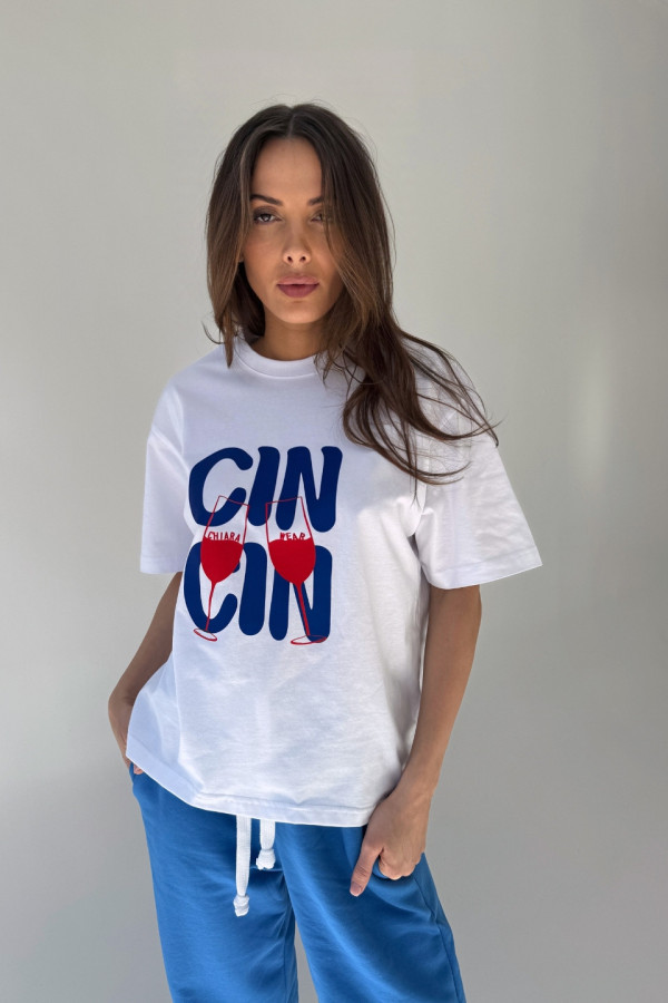 T-shirt bawełniany oversize CIN CIN - biały 3
