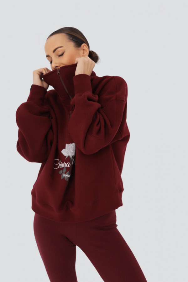 Bluza damska POLO ROSE - bordowy
