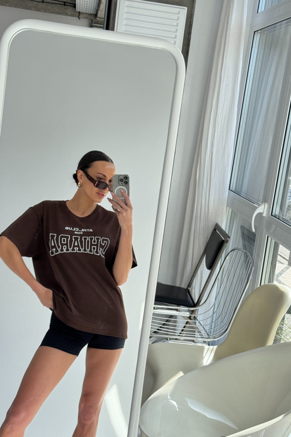 T-shirt bawełniany oversize CHIARA - brązowy 6