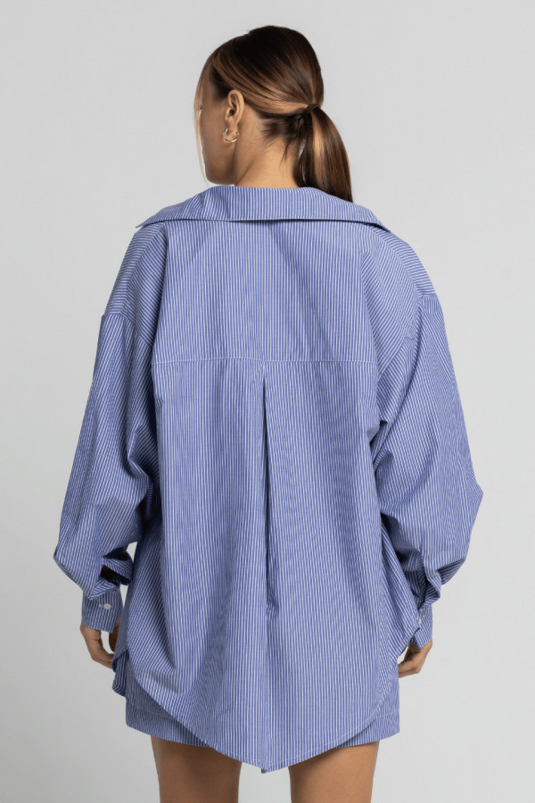 Koszula damska PAJAMAS - niebieski w paski 2