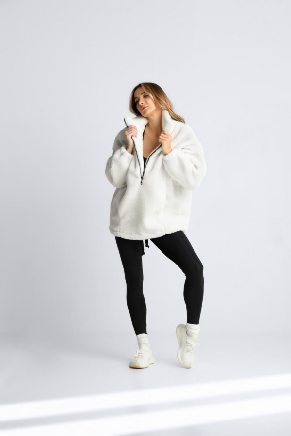 Bluza sherpa ze sztucznego baranka TEDDY - biała 1