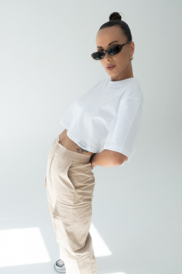 T-shirt CROP TOP - biały 4