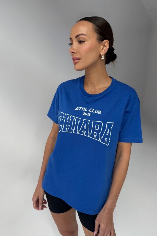 T-shirt bawełniany oversize CHIARA - chabrowy