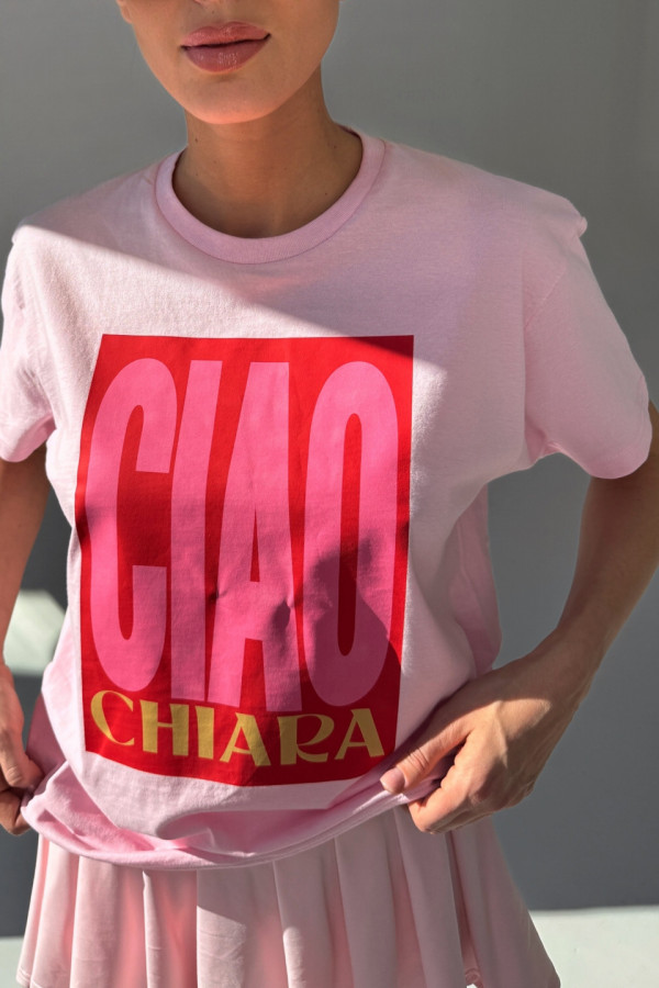 T-shirt bawełniany oversize CIAO - różowy