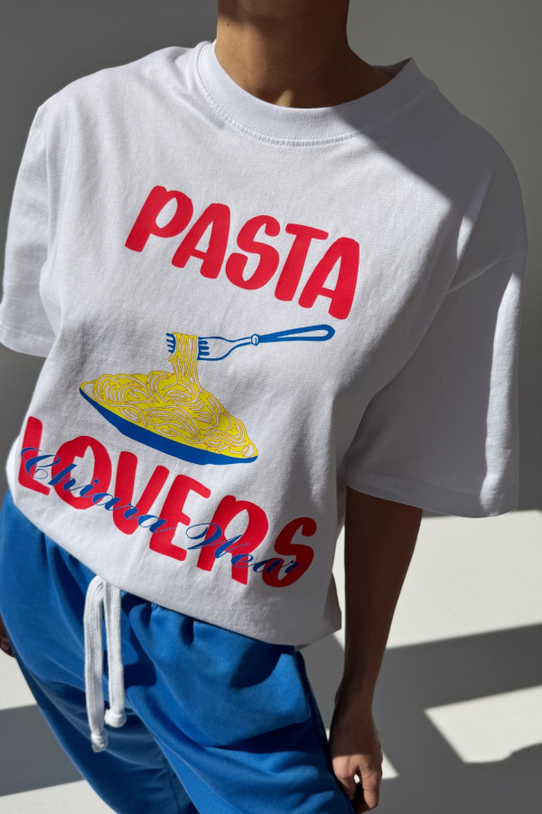 T-shirt bawełniany oversize PASTA - biały