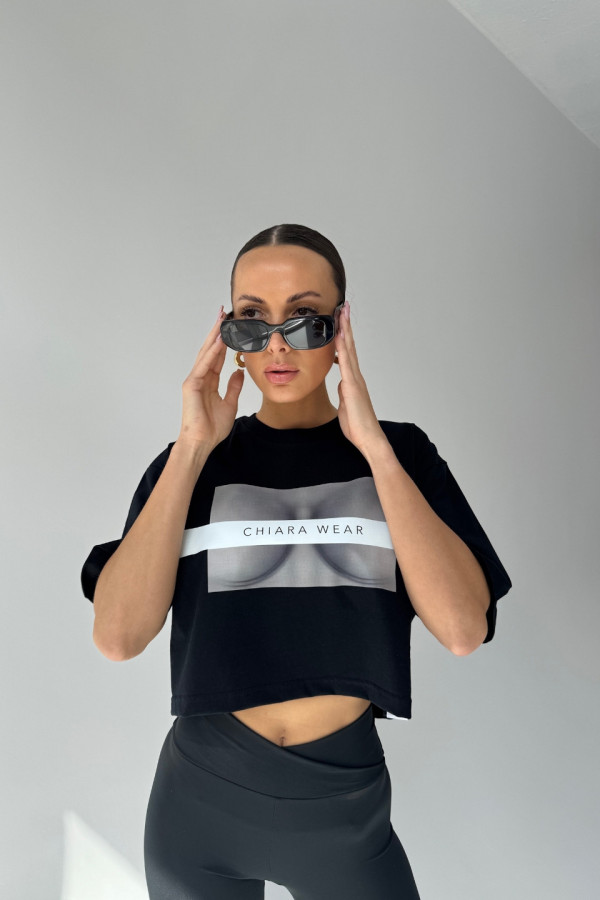 T-shirt crop top FREE BOOBIES - czarny 3