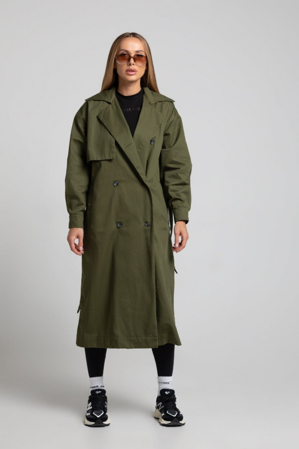 Płaszcz trencz - khaki 4