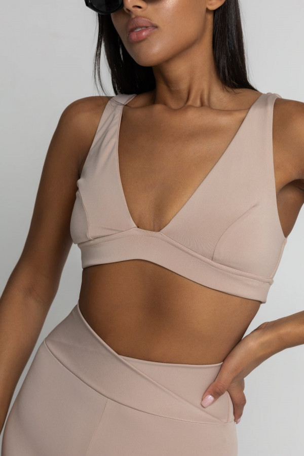 Top FREEDOM v-neck z głębokim dekoltem - beżowy