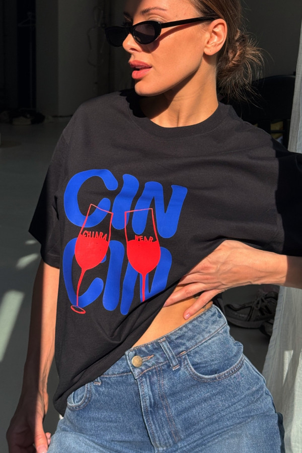T-shirt bawełniany oversize CIN CIN - czarny 2
