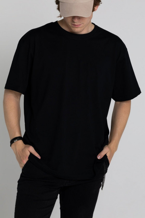 T-shirt bawełna z recyklingu oversize - czarny