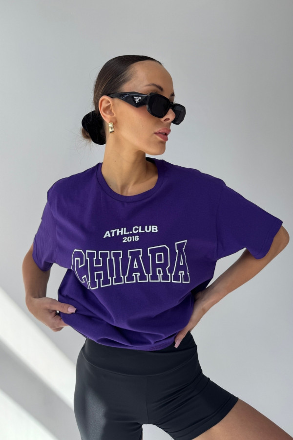 T-shirt bawełniany oversize CHIARA - fioletowy 3