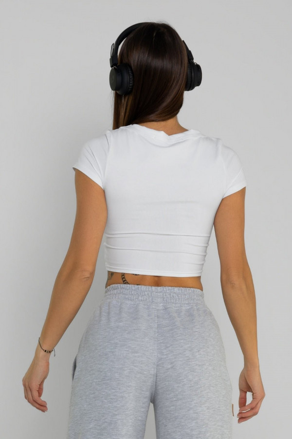 T-shirt krótki RIB nadruk NO BRA - biały 2